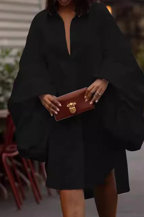 Nonnadress Loose Slim Long Sleeve Shirt Slit Dress