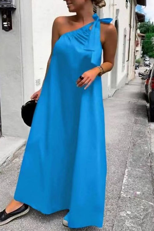 Kathiadress Bow Shoulder Slant Dress