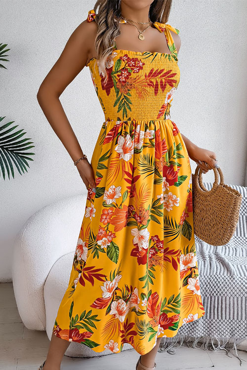 Nonnadress Floral Lace Up Waist Sling Skirt Holiday Beach Long Skirt