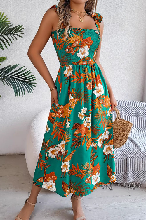 Nonnadress Floral Lace Up Waist Sling Skirt Holiday Beach Long Skirt