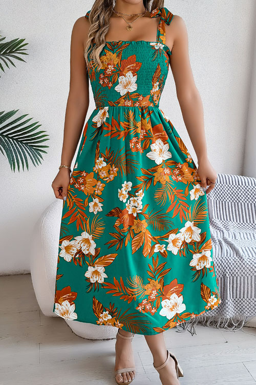 Nonnadress Floral Lace Up Waist Sling Skirt Holiday Beach Long Skirt