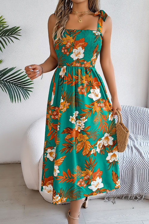 Nonnadress Floral Lace Up Waist Sling Skirt Holiday Beach Long Skirt