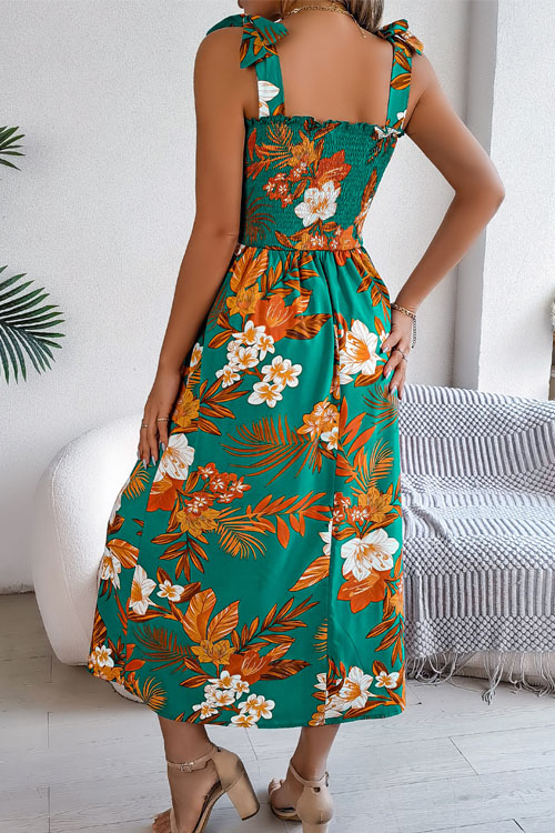 Nonnadress Floral Lace Up Waist Sling Skirt Holiday Beach Long Skirt