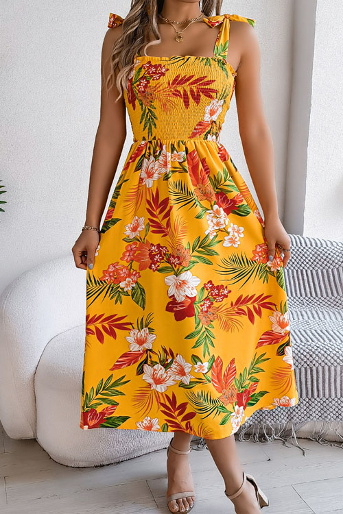 Nonnadress Floral Lace Up Waist Sling Skirt Holiday Beach Long Skirt