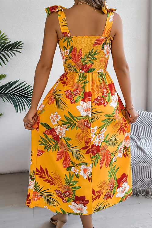 Nonnadress Floral Lace Up Waist Sling Skirt Holiday Beach Long Skirt