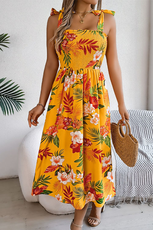 Nonnadress Floral Lace Up Waist Sling Skirt Holiday Beach Long Skirt