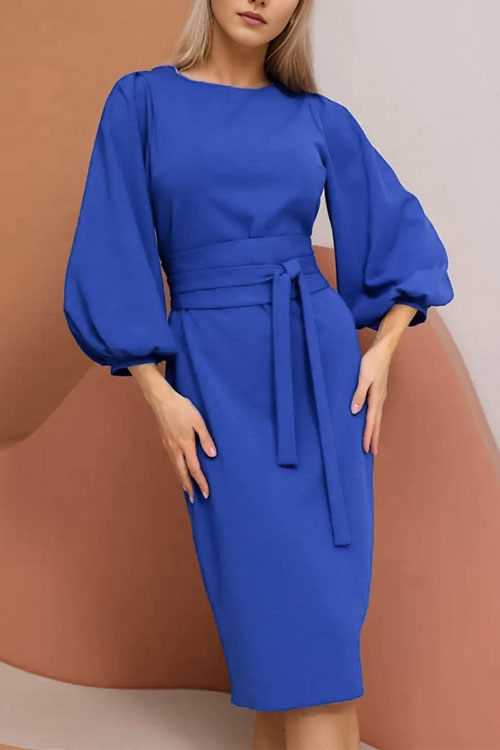 Nonnadress Spring Lantern Sleeve Pencil Bodycon Dress