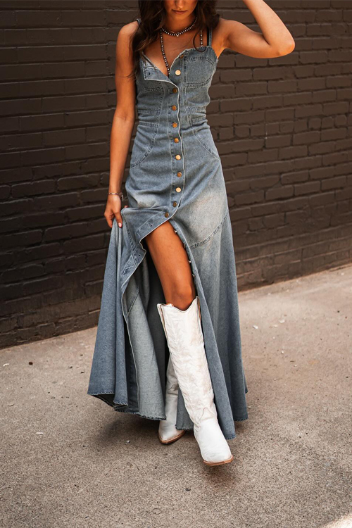 Nonnadress Retro Old Slim Buttoned Long Skirt