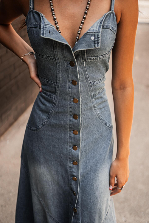 Nonnadress Retro Old Slim Buttoned Long Skirt