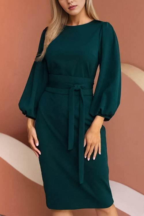 Nonnadress Spring Lantern Sleeve Pencil Bodycon Dress