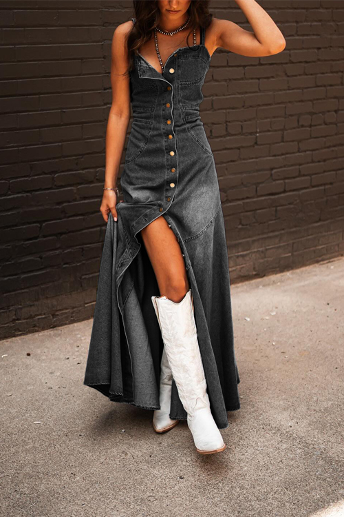 Nonnadress Retro Old Slim Buttoned Long Skirt