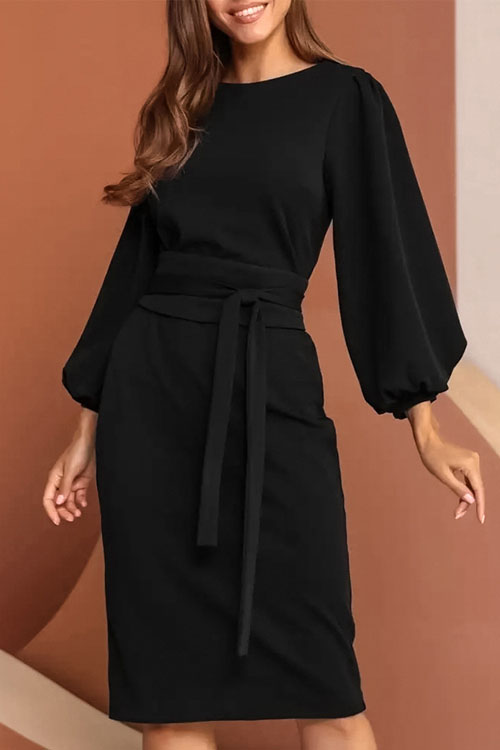 Nonnadress Spring Lantern Sleeve Pencil Bodycon Dress