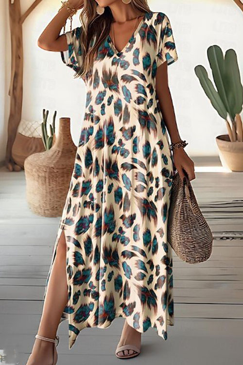 Nonnadress Slit V-neck Regular Dress