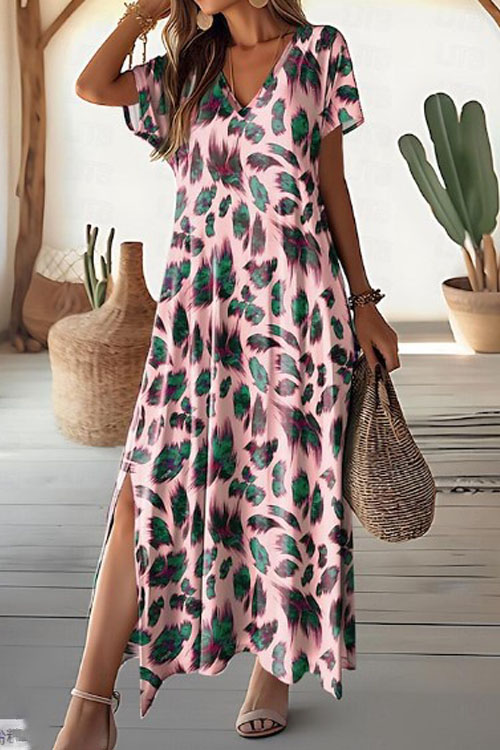 Nonnadress Slit V-neck Regular Dress