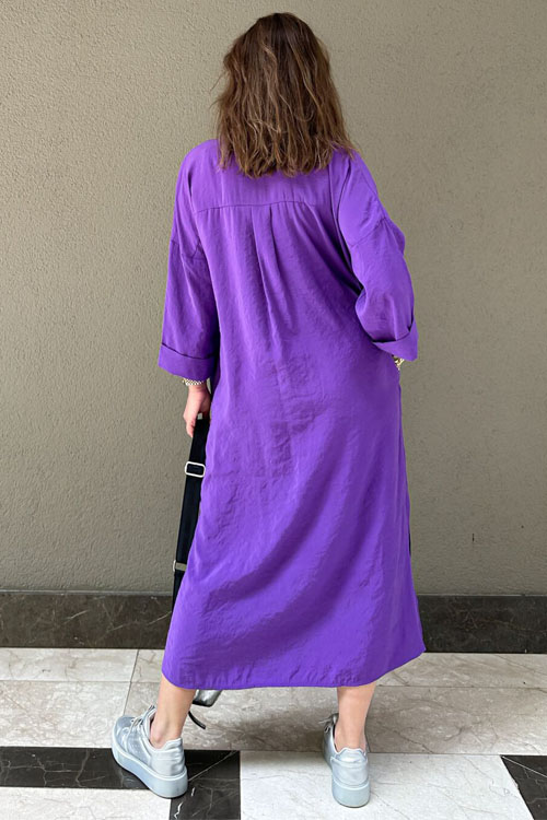 Nonnadress Loose Single-Breasted Lazy Style Shirt Dress