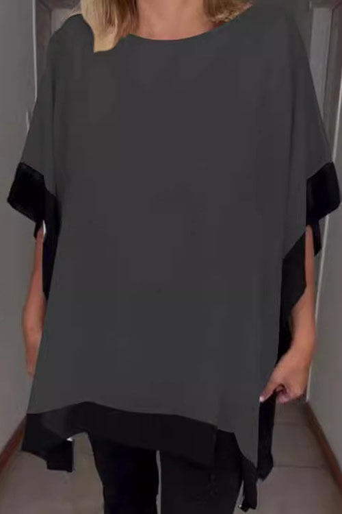 Nonnadress Round Neck Loose Batwing Sleeve T-shirt