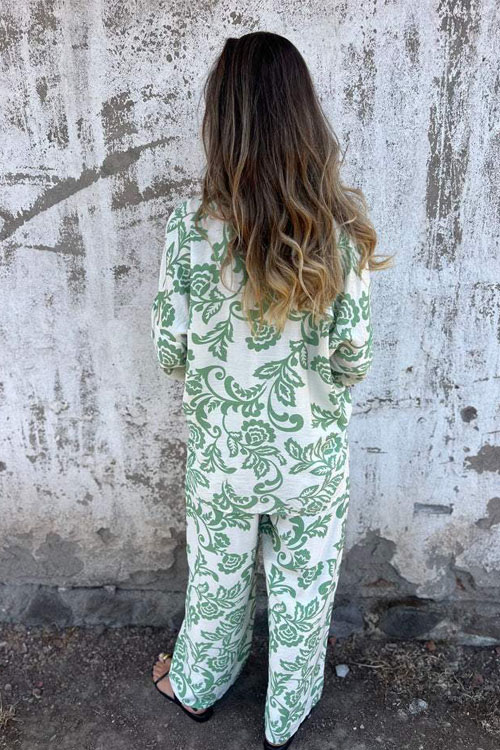 Nonnadress Spring and Summer Printed Shirt Long Pants Two-piece Suit