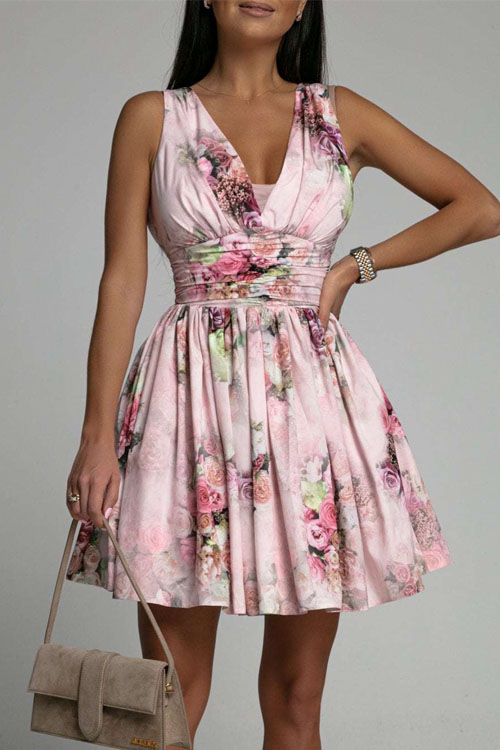 Secret Garden V-Neck Sleeveless Mini Dress