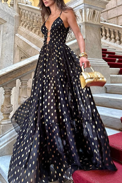 Nonnadress Halter Chiffon Printed Casual Loose Dres