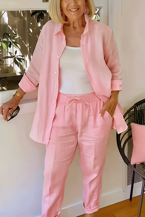 Nonnadress Cotton Linen Lapel Jacket Loose Trousers Suit