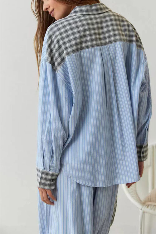Nonnadress Casual Homewear Plaid Shirt Set