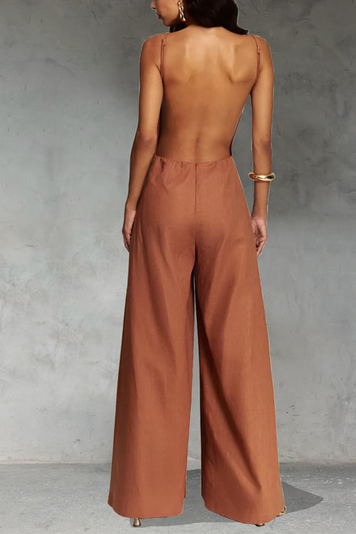 Nonnadress Halter Loose Vacation One Piece Wide Jumpsuit