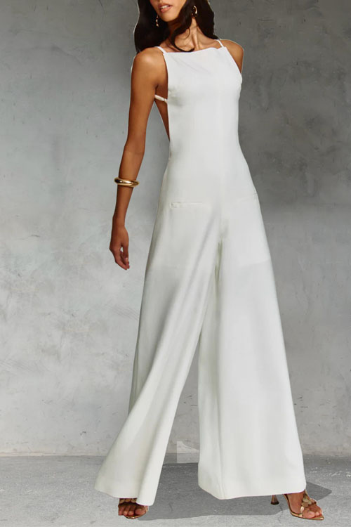 Nonnadress Halter Loose Vacation One Piece Wide Jumpsuit