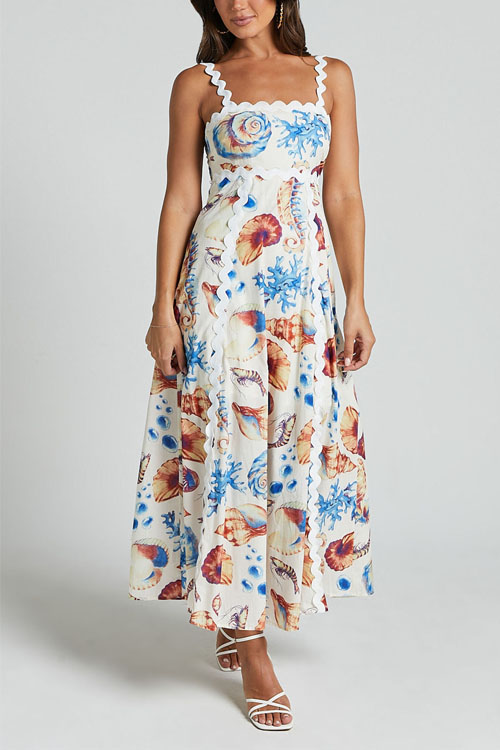 Nonnadress Printed Halter Patchwork Dress