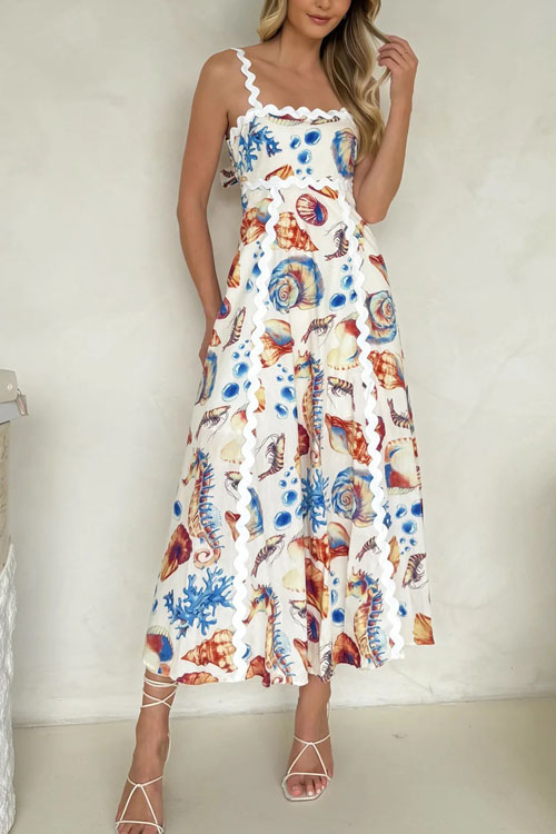 Nonnadress Printed Halter Patchwork Dress