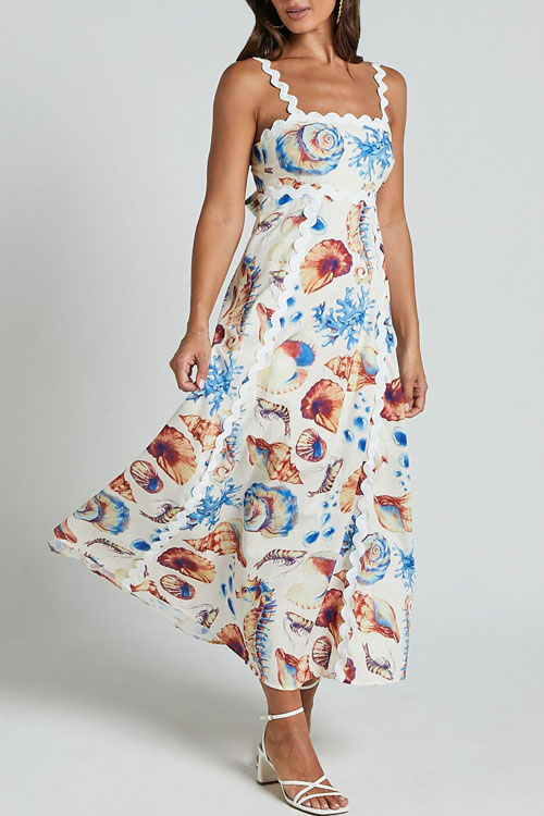 Nonnadress Printed Halter Patchwork Dress