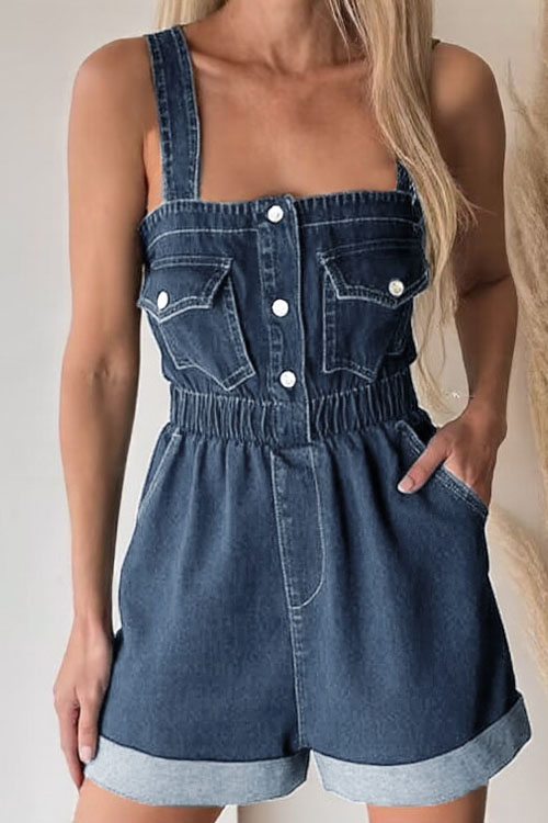 Nonnadress Workwear Strappy Denim Shorts Jumpsuit