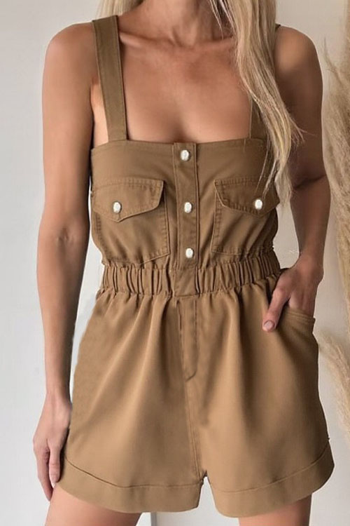 Nonnadress Workwear Strappy Denim Shorts Jumpsuit