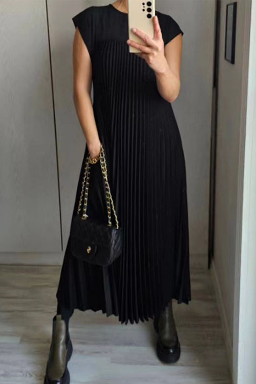 Nonnadress Sleeveless Loose Pleated Design Dress