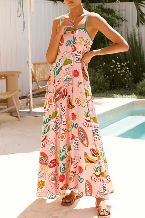 Nonnadress Flower High Waist Seaside Vacation Casual Swing Dress