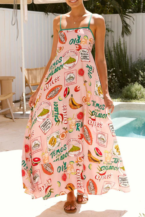 Nonnadress Flower High Waist Seaside Vacation Casual Swing Dress