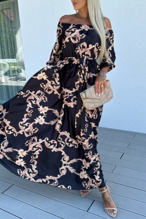 Nonnadress Seaside Vacation Style One-Shoulder Printed Dress