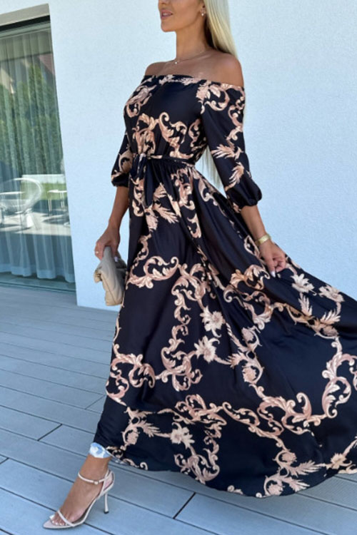 Nonnadress Seaside Vacation Style One-Shoulder Printed Dress