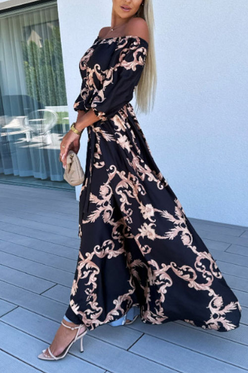 Nonnadress Seaside Vacation Style One-Shoulder Printed Dress