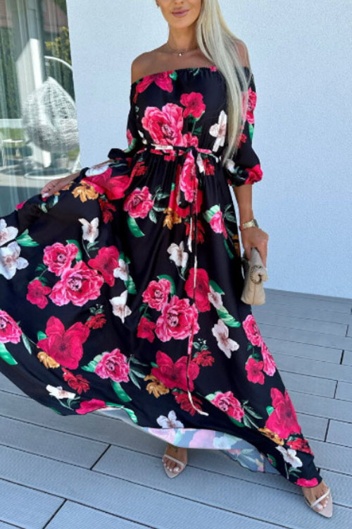 Nonnadress Seaside Vacation Style One-Shoulder Printed Dress