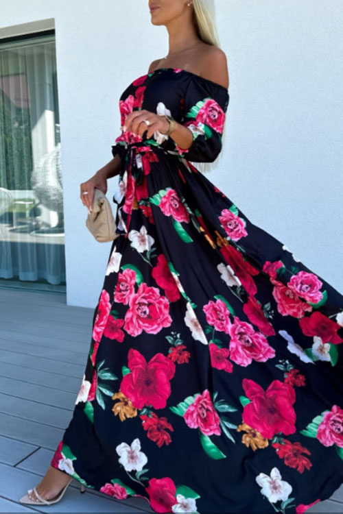 Nonnadress Seaside Vacation Style One-Shoulder Printed Dress