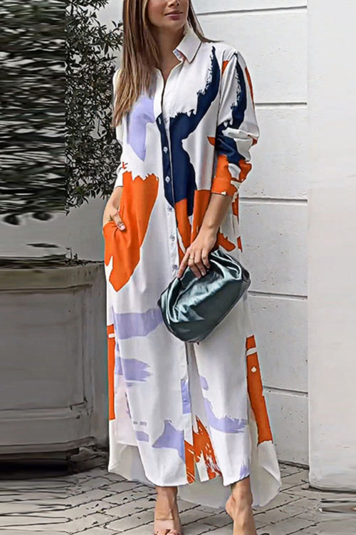 Nonnadress Casual Loose Split Shirt Dress