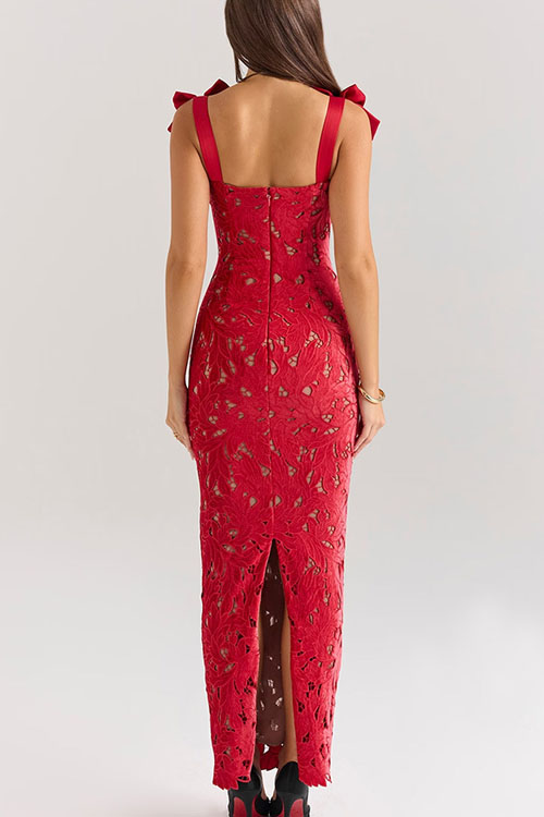 Nonnadress Lace Bow Wrap Party Dress