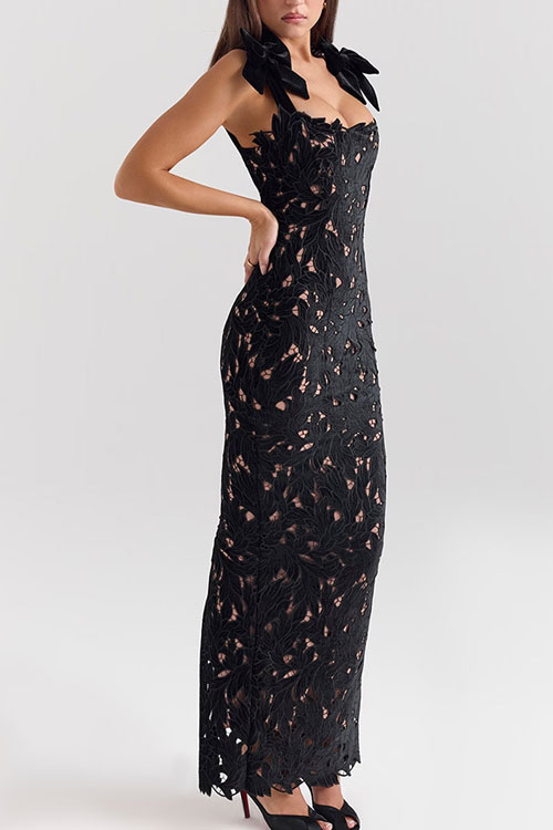 Nonnadress Lace Bow Wrap Party Dress