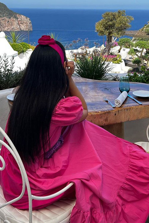 Nonnadress Bubble Sleeve Solid Color Swing Dress