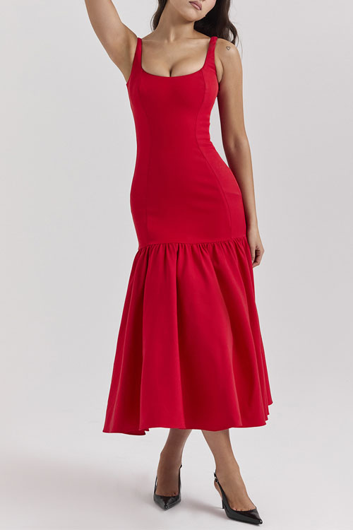 Nonnadress Red Rose Backless Loose Fashion Dress