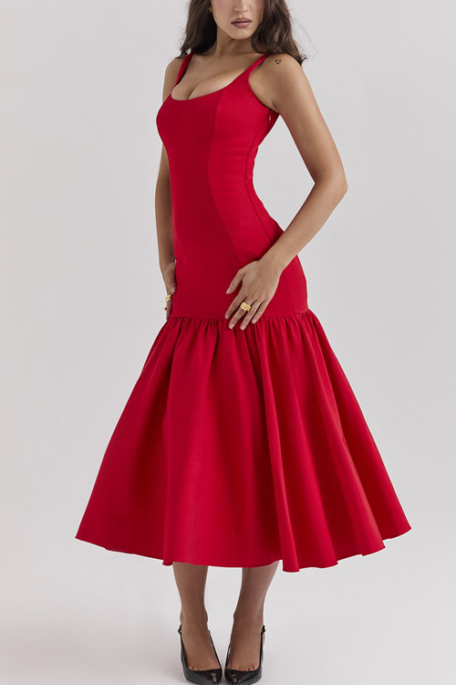 Nonnadress Red Rose Backless Loose Fashion Dress