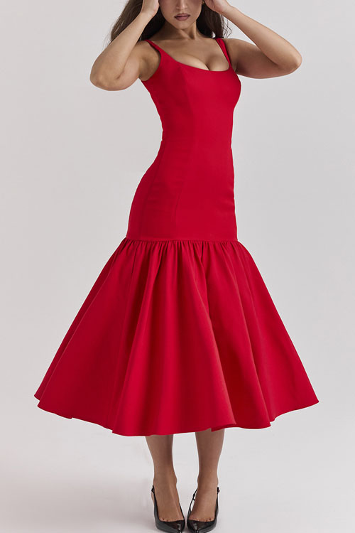 Nonnadress Red Rose Backless Loose Fashion Dress