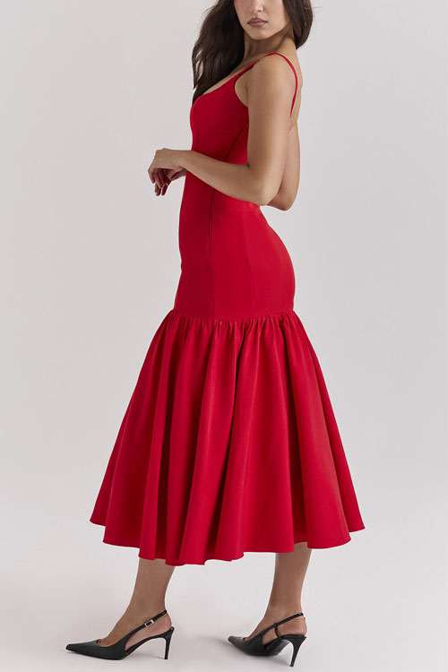 Nonnadress Red Rose Backless Loose Fashion Dress