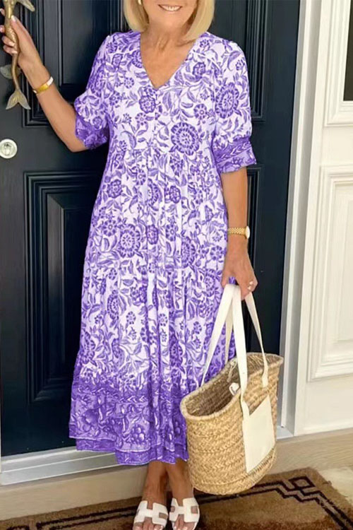 Nonnadress Floral Print Plus Size Loose Fit Dress