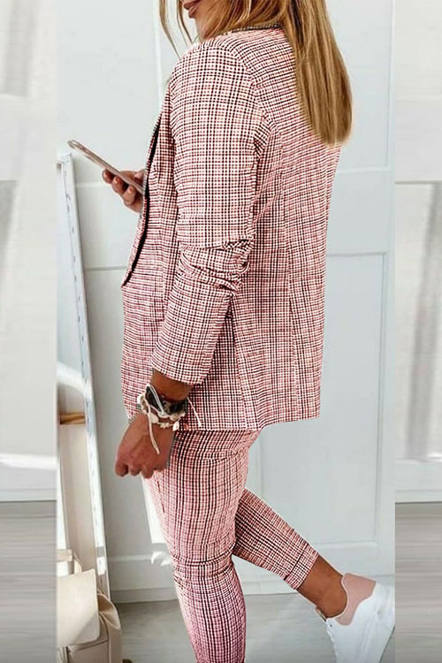 Nonnadress plaid casual suit Two Piece Set
